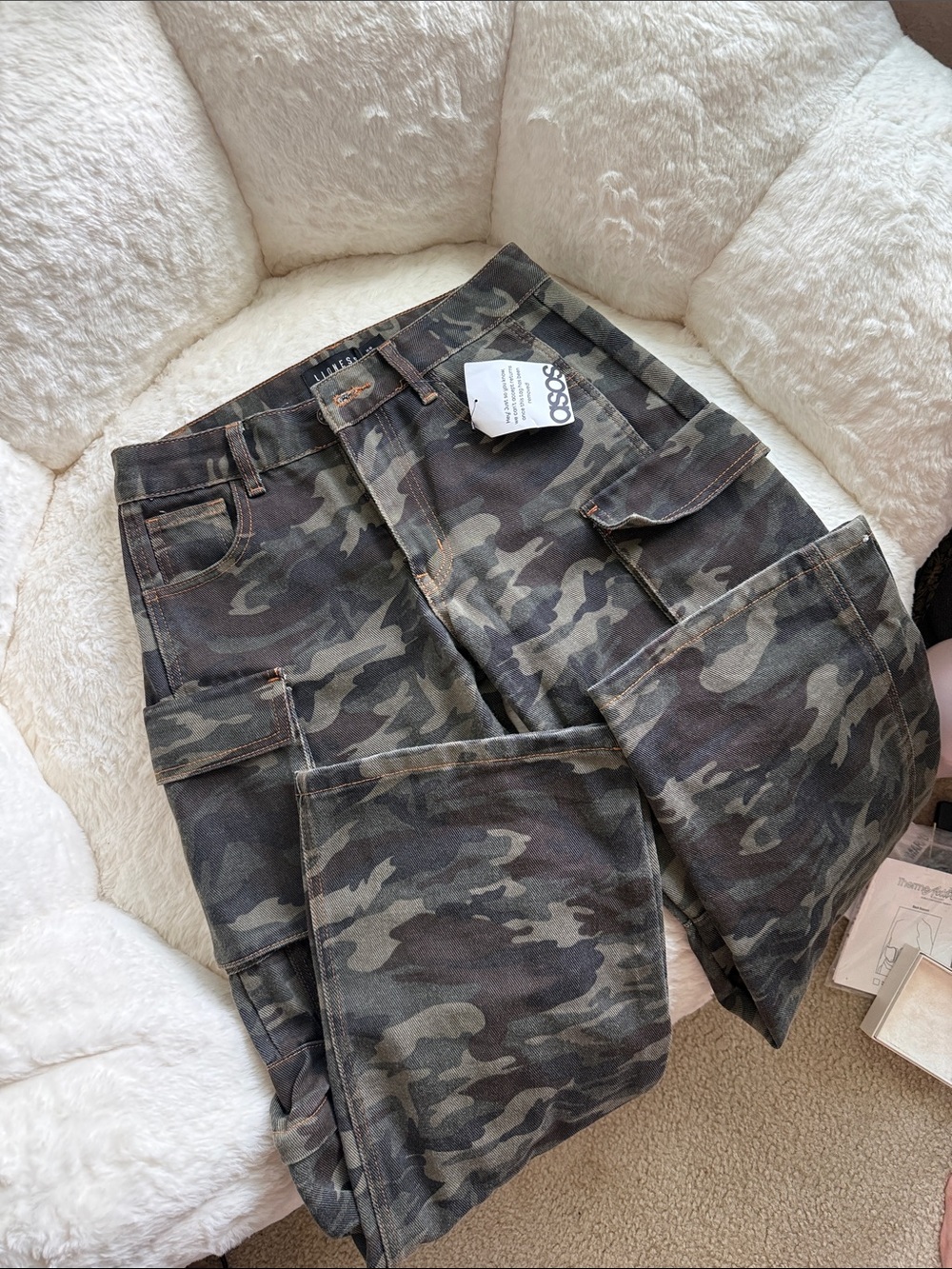 Lioness Sweetness Jeans cargo camo pants green khaki olive tan - Picture 11 of 13